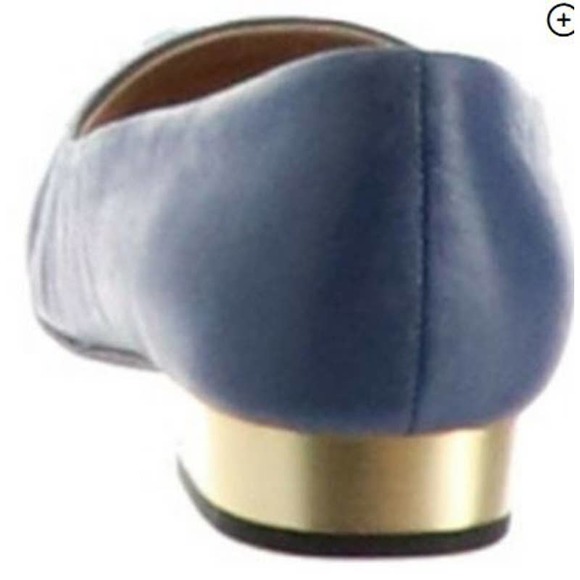 LIVE by Isaac. Blue slip on shoes, size 6M, round toe, Gold heel 3/4” NEW - Picture 3 of 4